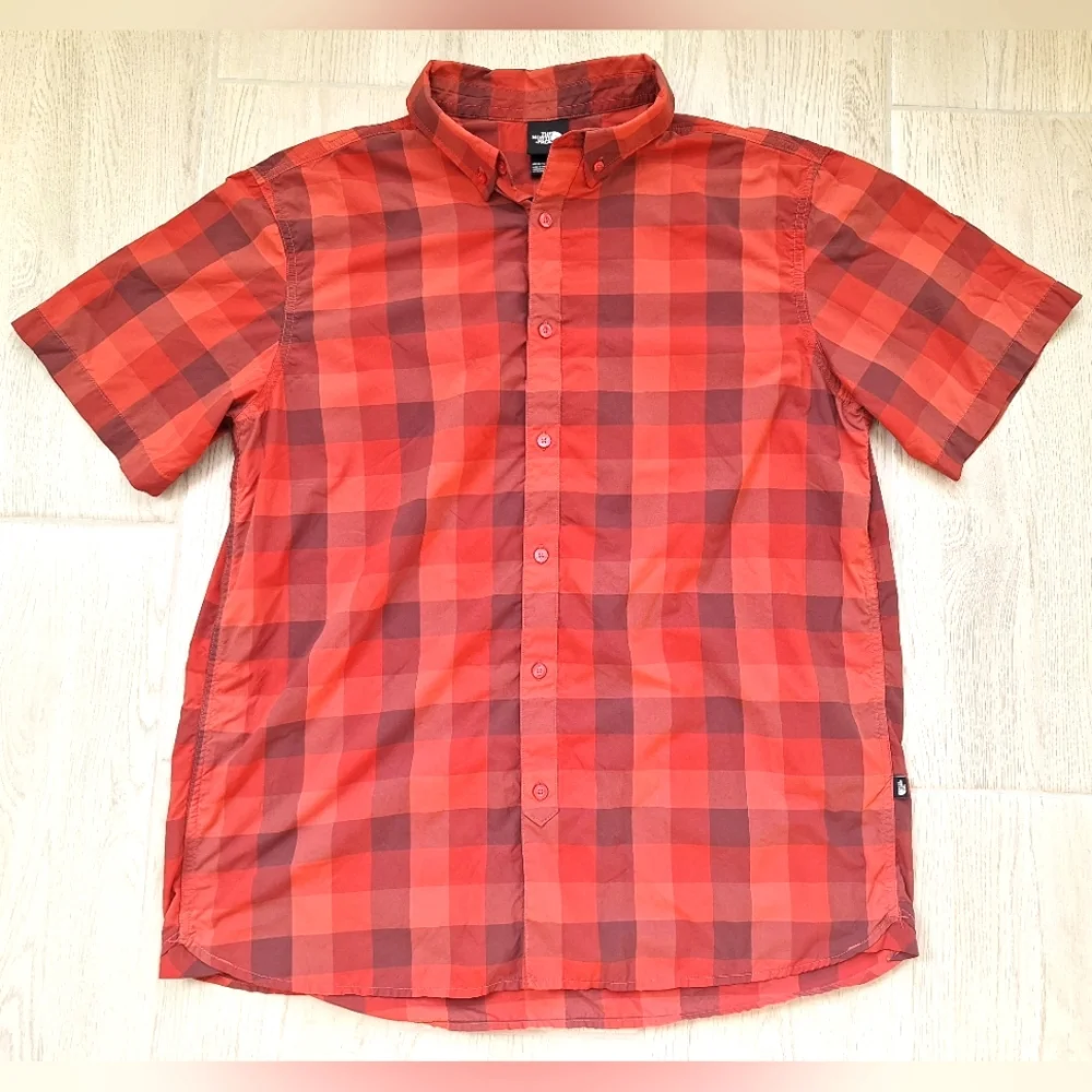 The North Face men's lightweight red orange plaid short-sleeved button-down - XL